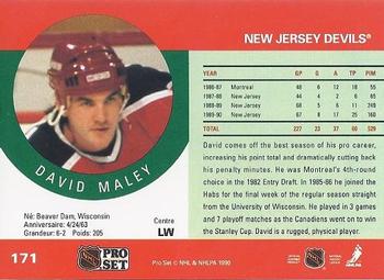 1990-91 Pro Set #171 David Maley Back
