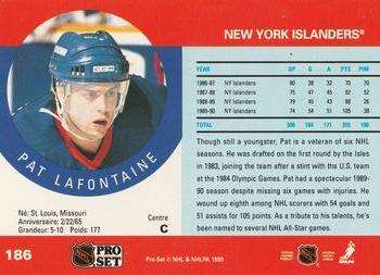 1990-91 Pro Set #186 Pat LaFontaine Back
