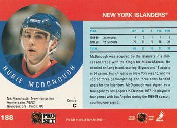 1990-91 Pro Set #188 Hubie McDonough Back