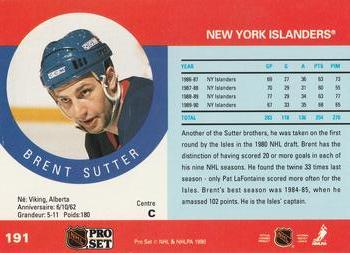 1990-91 Pro Set #191 Brent Sutter Back