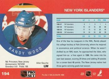 1990-91 Pro Set #194 Randy Wood Back