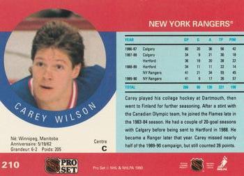 1990-91 Pro Set #210 Carey Wilson Back