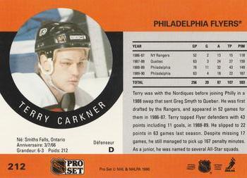1990-91 Pro Set #212 Terry Carkner Back