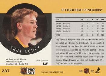 1990-91 Pro Set #237 Troy Loney Back