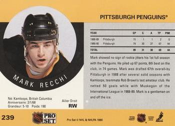 1990-91 Pro Set #239 Mark Recchi Back