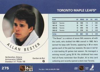 1990-91 Pro Set #275 Allan Bester Back