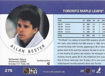 1990-91 Pro Set #275 Allan Bester Back