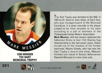 1990-91 Pro Set #381 The Hart Memorial Trophy Back