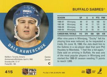1990-91 Pro Set #415 Dale Hawerchuk Back