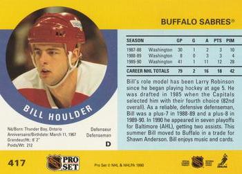 1990-91 Pro Set #417 Bill Houlder Back