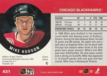 1990-91 Pro Set #431 Mike Hudson Back