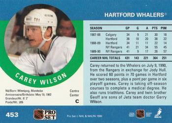 1990-91 Pro Set #453 Carey Wilson Back