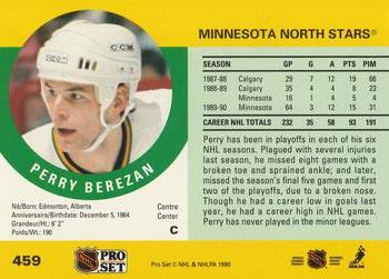 1990-91 Pro Set #459 Perry Berezan Back