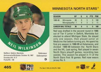 1990-91 Pro Set #465 Neil Wilkinson Back