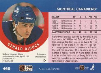 1990-91 Pro Set #468 Gerald Diduck Back