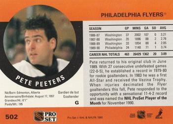 1990-91 Pro Set #502 Pete Peeters Back