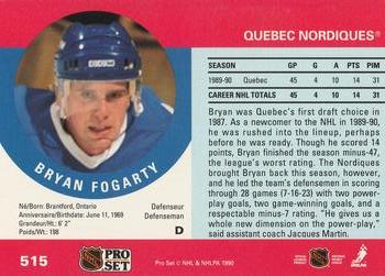 1990-91 Pro Set #515 Bryan Fogarty Back