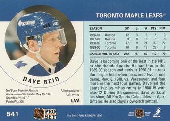 1990-91 Pro Set #541 Dave Reid Back
