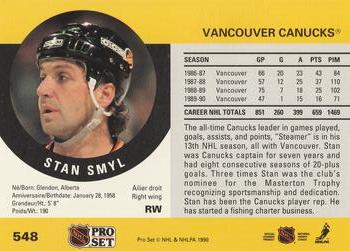 1990-91 Pro Set #548 Stan Smyl Back
