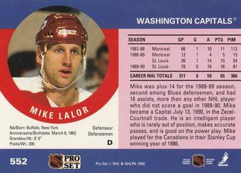 1990-91 Pro Set #552 Mike Lalor Back