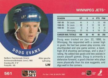 1990-91 Pro Set #561 Doug Evans Back