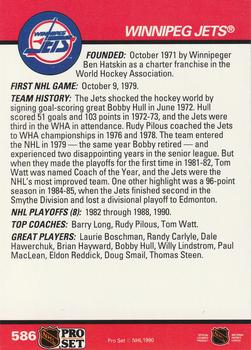 1990-91 Pro Set #586 Winnipeg Jets Logo Back