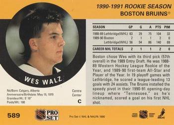 1990-91 Pro Set #589 Wes Walz Back