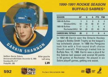 1990-91 Pro Set #592 Darrin Shannon Back