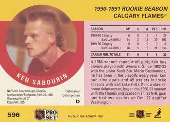1990-91 Pro Set #596 Ken Sabourin Back