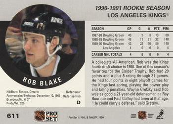 1990-91 Pro Set #611 Rob Blake Back
