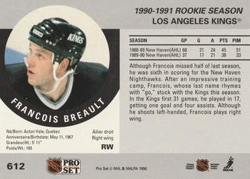 1990-91 Pro Set #612 Francois Breault Back