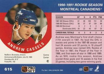 1990-91 Pro Set #615 Andrew Cassels Back