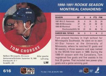 1990-91 Pro Set #616 Tom Chorske Back