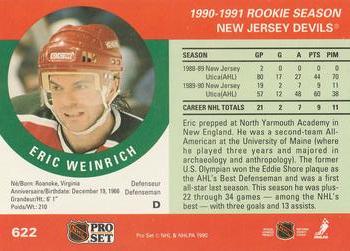 1990-91 Pro Set #622 Eric Weinrich Back