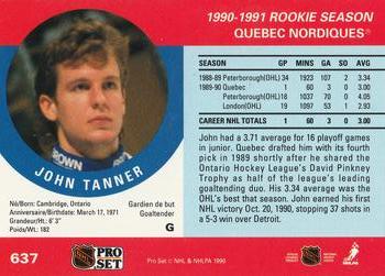 1990-91 Pro Set #637 John Tanner Back