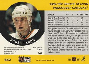 1990-91 Pro Set #642 Robert Kron Back