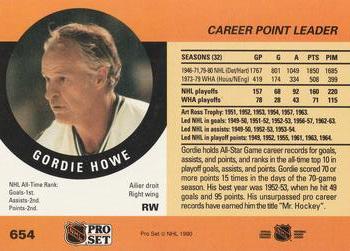 1990-91 Pro Set #654 Gordie Howe Back