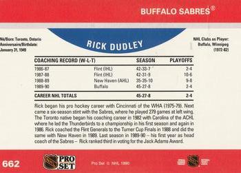 1990-91 Pro Set #662 Rick Dudley Back