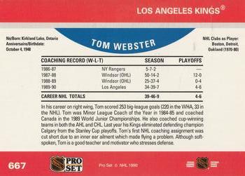 1990-91 Pro Set #667 Tom Webster Back