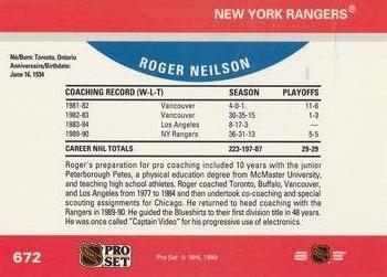 1990-91 Pro Set #672 Roger Neilson Back