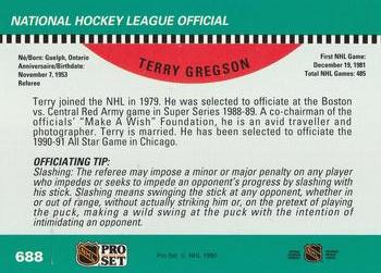 1990-91 Pro Set #688 Terry Gregson Back