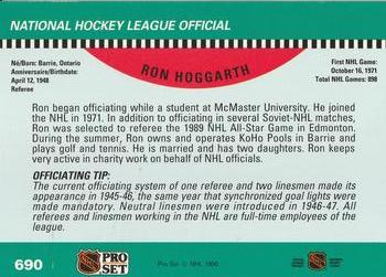 1990-91 Pro Set #690 Ron Hoggarth Back