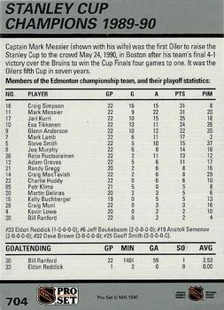 1990-91 Pro Set #704 NHL Championship Back