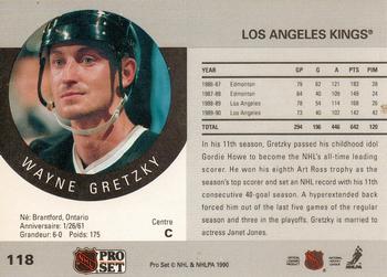1990-91 Pro Set #118 Wayne Gretzky Back