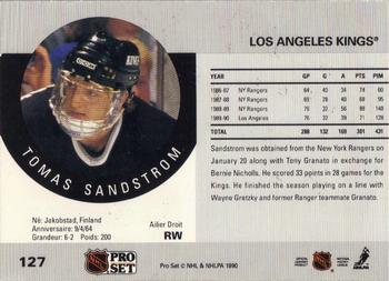 1990-91 Pro Set #127 Tomas Sandstrom Back