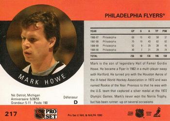 1990-91 Pro Set #217 Mark Howe Back