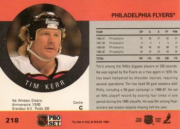 1990-91 Pro Set #218 Tim Kerr Back