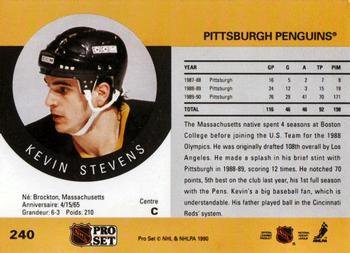 1990-91 Pro Set #240 Kevin Stevens Back