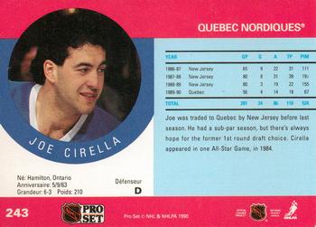 1990-91 Pro Set #243 Joe Cirella Back