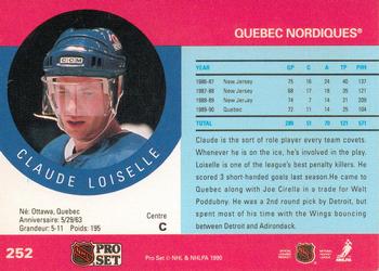 1990-91 Pro Set #252 Claude Loiselle Back
